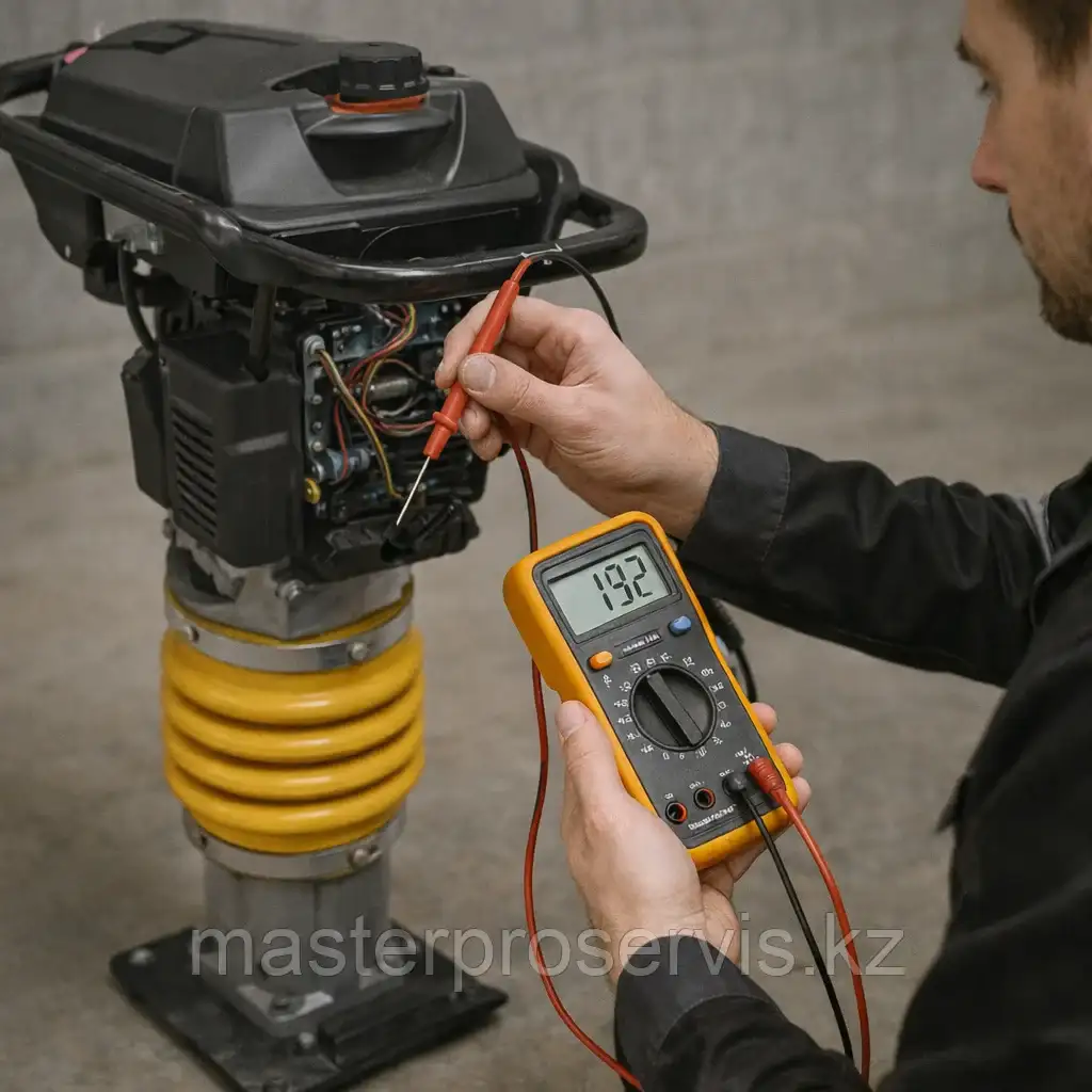 Диагностика вибротрамбовки — проверка ноги мастером